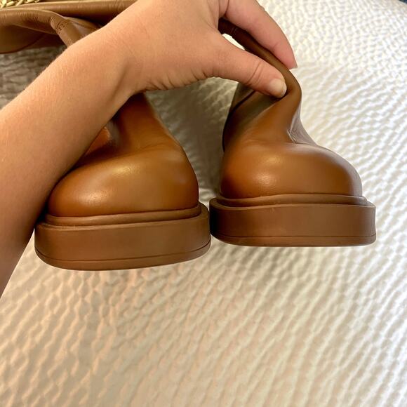 ALOHAS Brown Leather Lug Chunky Sole Pier Tall Boots Chain sz 39 Anthropologie - Picture 10 of 16